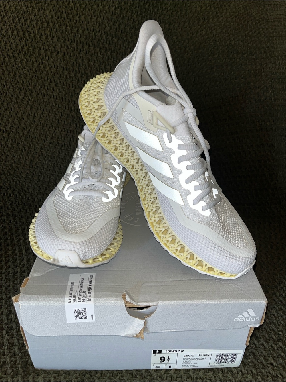 adidas Women’s White Mesh Sneakers with Cream 4D Midsole